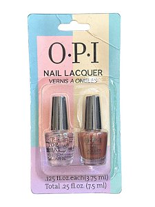 Kit com Mini Esmalte e Finalizador, Nail Lacquer + Top Coat, 3,75 mL Cada, O.P.I