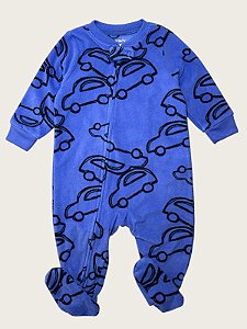 Macacão Fleece com Pézinhos, Estampa Carros, Azul, Carter’s