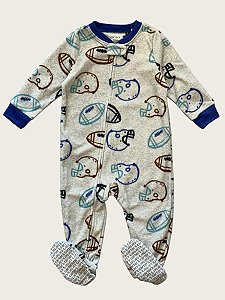 Macacão Fleece com Pézinhos, Estampa de Futebol Americano, Carter's