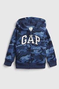 Moletom Infantil com Capuz e Zíper, Camuflado Azul, GAP