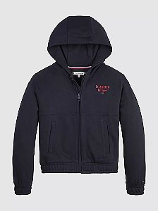 Moletinho Infantil com Capuz e Zíper, Azul Marinho, Tommy Hilfiger