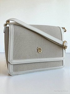Bolsa Tiracolo Estruturada com Alça Ajustável, Off-White, Tommy Hilfiger
