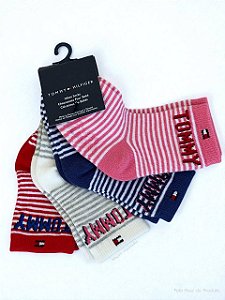 Kit com 4 Pares de Meias Cano Médio para Bebês, Tamanho 16 ao 20 BR, Tommy Hilfiger