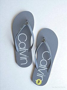 Chinelo Feminino Adulto, Cinza Claro, Tamanho 39 BR, Calvin Klein