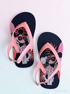 Chinelo Infantil, Estampa Minnie Rosa e Azul Marinho, Tamanho 26/27 BR, GAP + Disney