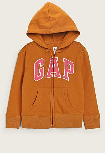 Moletom Infantil com Capuz e Zíper, Laranja Queimado, GAP