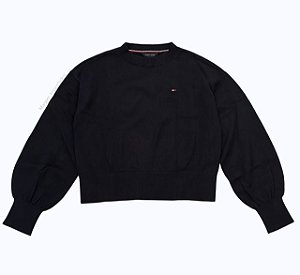 Suéter Infantil em Tricot com Manga Bufante, Azul Marinho, Tommy Hilfiger
