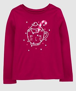 Blusa Infantil de Manga Longa, Vermelho Cereja, Carter’s