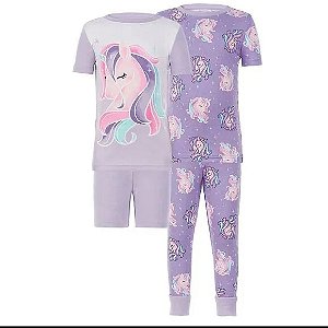 Pijama Infantil 2 Conjuntos, Estampa de Unicórnio, Lilás e Roxo, Kirkland