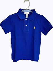 Camiseta Polo Bebê, Azul Royal com Logo Bordado, Ralph Lauren
