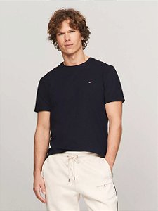Camiseta Masculina, Azul Marinho com Logo, Tommy Hilfiger