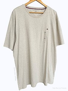 Camiseta Masculina, Bege Mescla com Logo, Tommy Hilfiger