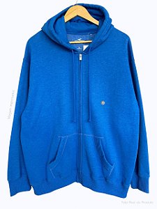 Moletom Masculino com Capuz e Zíper, Azul Mescla, Hollister