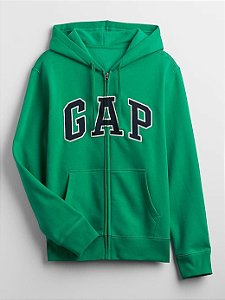 Moletom Masculino com Capuz e Zíper, Verde, GAP