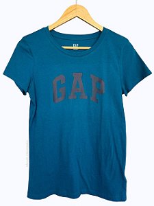 Camiseta Feminina Logo, Azul Petróleo, GAP