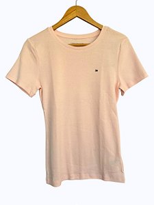 Camiseta Feminina, Rosa Claro com Logo, Tommy Hilfiger