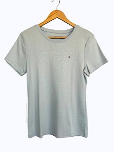 Camiseta Feminina, Azul Claro com Logo, Tommy Hilfiger
