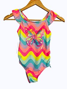 Maiô Infantil com Estampa Colorida e Borboleta em Paetê, Betsey Johnson