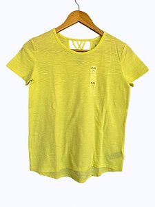 Camiseta Infantil com Detalhe nas Costas, Amarelo Neon, Gap