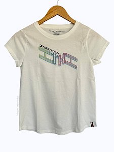 Camiseta Infantil, Branca com Estampa Colorida TH, Tommy Hilfiger