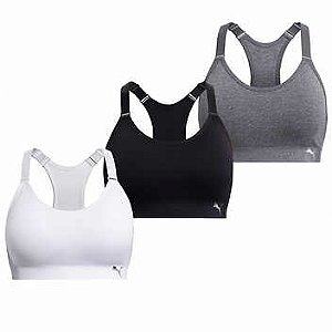 Kit com 3 Tops Esportivos com Bojo Removível, Puma