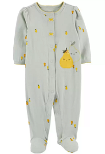 Macacão de Bebê com Estampa de Peras, Verde Claro, Carter’s