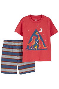 Conjunto de Verão Infantil com Camiseta de Dinossauro e Shorts Listrado, Carter’s
