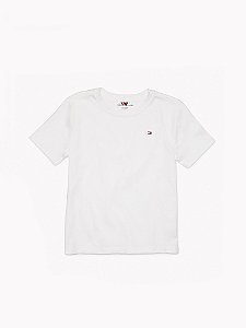 Camiseta Infantil, Branca com Logo Bordado, Tommy Hilfiger