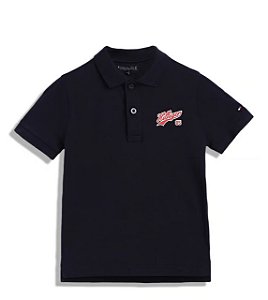 Camiseta Polo Infantil, Azul Marinho com Logo Hilfiger 85, Tommy Hilfiger