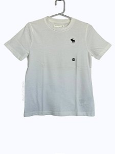 Camiseta Infantil, Branca com Logo Bordado, Abercrombie