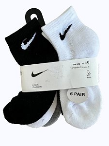 Kit com 6 Pares de Meias Cano Baixo, Tamanho 27 ao 34 BR, Nike