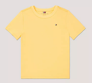 Camiseta Infantil, Amarela com Logo Bordado, Tommy Hilfiger