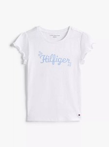 Camiseta infantil, Branca com Logo Hilfiger Azul, Tommy Hilfiger