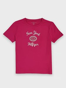 Camiseta infantil, Rosa com Estampa Metalizada, Tommy Hilfiger