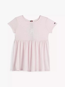 Vestido infantil, Rosa Claro com Logo, Tommy Hilfiger