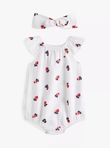 Macacão curto de bebê, Branco com Estampa de Morangos + Faixa de Cabelo, Tommy Hilfiger