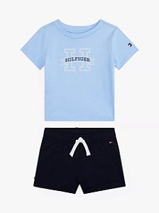 Conjunto infantil, Camiseta Azul Claro com Shorts Azul Marinho, Tommy Hilfiger