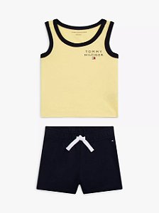Conjunto infantil, Regata Amarela com Shorts Preto, Tommy Hilfiger