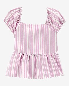 Blusa Infantil, Listrada em Lilás e Branco, Oshkosh