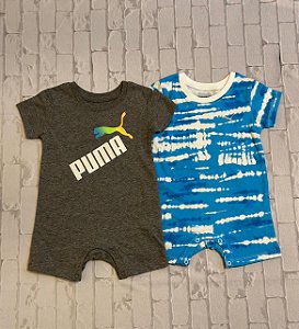 Kit com 2 Macacões Romper, Cinza e Azul, PUMA
