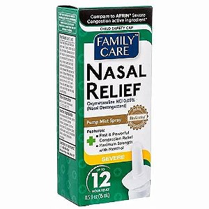 Spray Nasal Descongestionante, Nasal Relief Severe, 15ml, Family Care