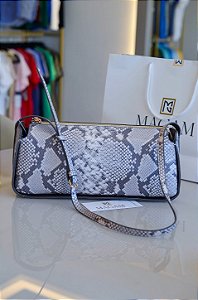 Bolsa de Ombro Compacta, Estampa Snakeskin Greige, H&M