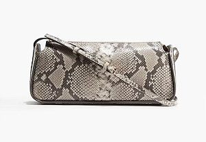 Bolsa de Ombro Compacta, Estampa Snakeskin Greige, H&M