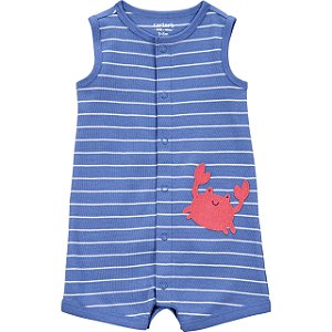 Macacão Curto de Bebê, Romper, Estampa Listrada com Caranguejo, Child of Mine by Carter’s