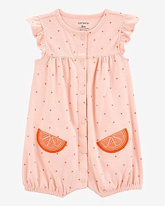 Macacão Curto de Bebê, Romper, Poá Laranja, Carter’s