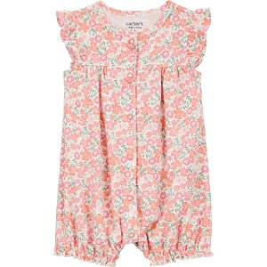 Macacão Curto de Bebê, Romper, Estampa Floral, Child of Mine by Carter’s