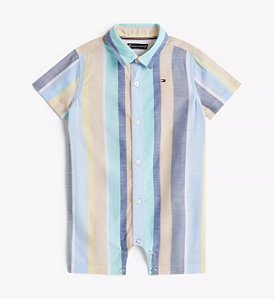 Macacão Curto de Bebê, Listrado Colorido com Gola Polo, Tommy Hilfiger