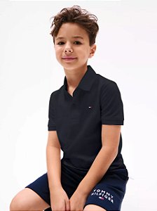 Camiseta Polo Infantil, Preta, Tommy Hilfiger