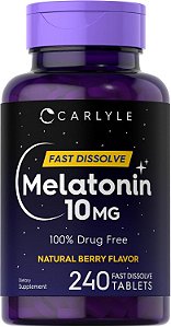 Melatonina, 10mg, Dissolução Rápida, Sabor Frutas Vermelhas, 240 Tabletes, Carlyle