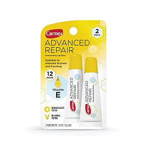 Hidratante Labial Reparação Avançada, Advanced Repair Vitamina E, Pack 2 Unidades, Bisnaga, Carmex